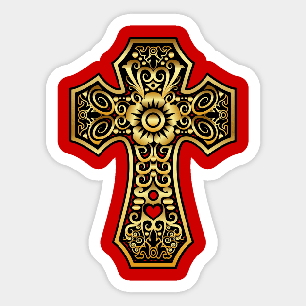 Golden Cross Sticker by tsign703